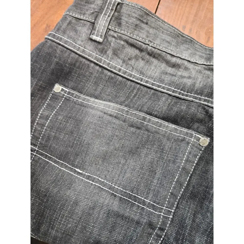 Brooklyn Xpress BX Y2K Baggy Wide Leg Jeans Black Wash Mens 40x34